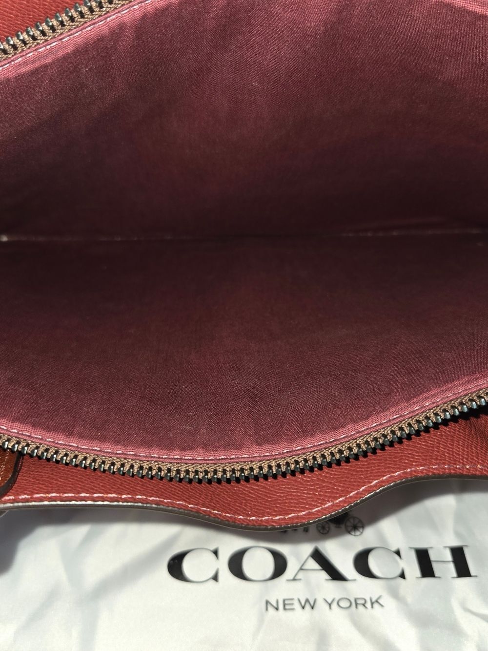 COACH C0692 Willow Leather Tote in Colorblock with Signature Canvas In Saddle - Picture 11 of 14